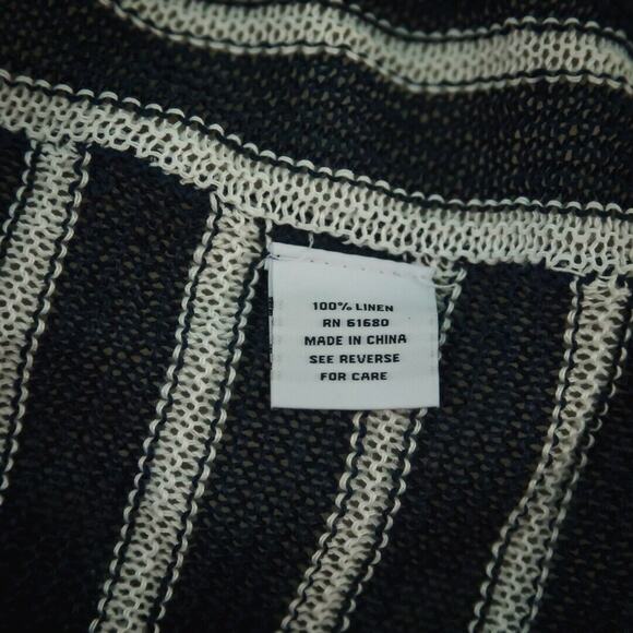 525 America Size XS Small S Blue Stripe Nautical Fringe Linen Poncho Sweater - Picture 5 of 6